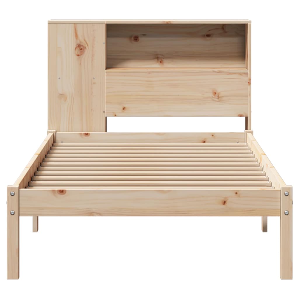 Vidaxl Bed With Shelf, Without Mattress, 75X190 Cm, Pine Wood