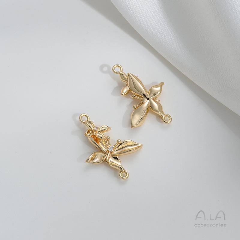 14K Gold Filled Color-Preserving Rose Flower Bow Pendant for DIY Jewelry Making