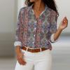 Women's Splice Printed Vintage Long Sleeve Shirt New Spring Autumn Fashion Casual Daily Wear Lapel Commute Temperament Shirt Top