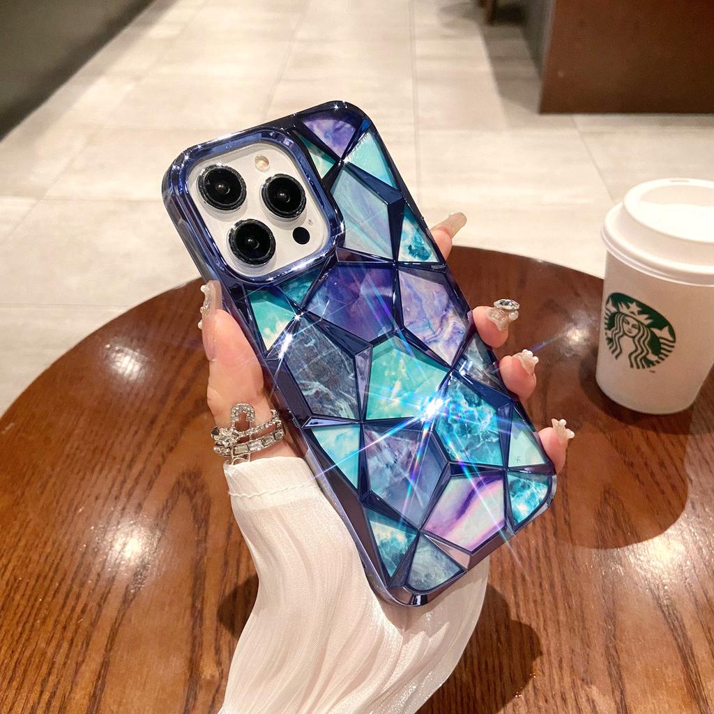 Personalized 3D Plating Marble Pattern Phone Case for iPhone 11 12 13 14 15 Pro Max 11 Pro Max 12 Pro 13 Pro 14 Pro Max Anti-drop Soft TPU Case Cover