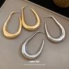 Silver Needle Glossy Oval Pendant Earrings Personality Simple Fashion Exquisite Earrings Light Luxury Premium Earrings