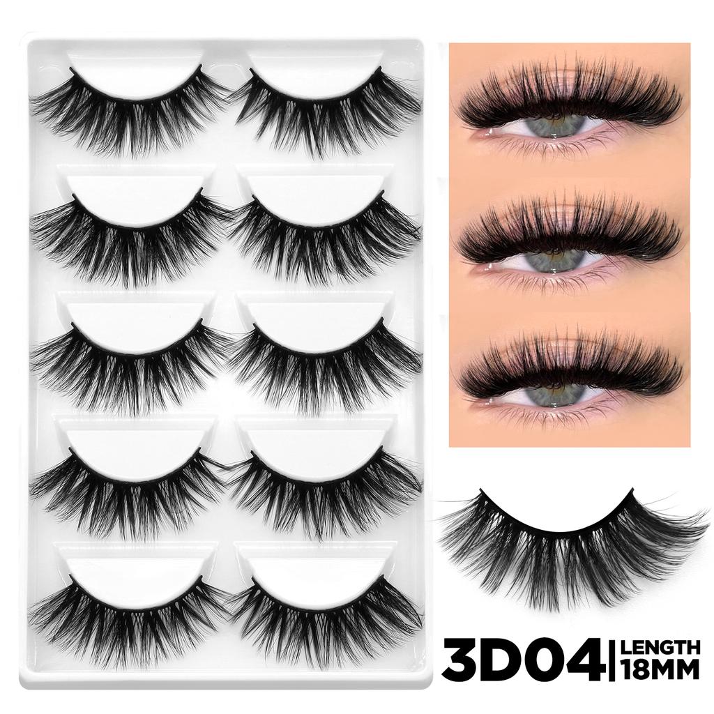 GROINNEYA 5/10 Pairs Fluffy Lashes 3D Mink Lashes Natural Eyelashes Cat Eye Lashes False Eyelashes Makeup Eyelash Extension