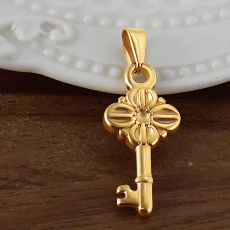 Yori 2 Stück Edelstahl Schlüssel Herz Anker Kreuz Anhänger Vakuum Galvanik 18K Gold Farbe Ofenfest