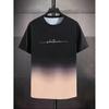 Summer Men's Gradient Color Casual Stretch Sports T-shirt, Round Neck Tee Shirt For Fashion