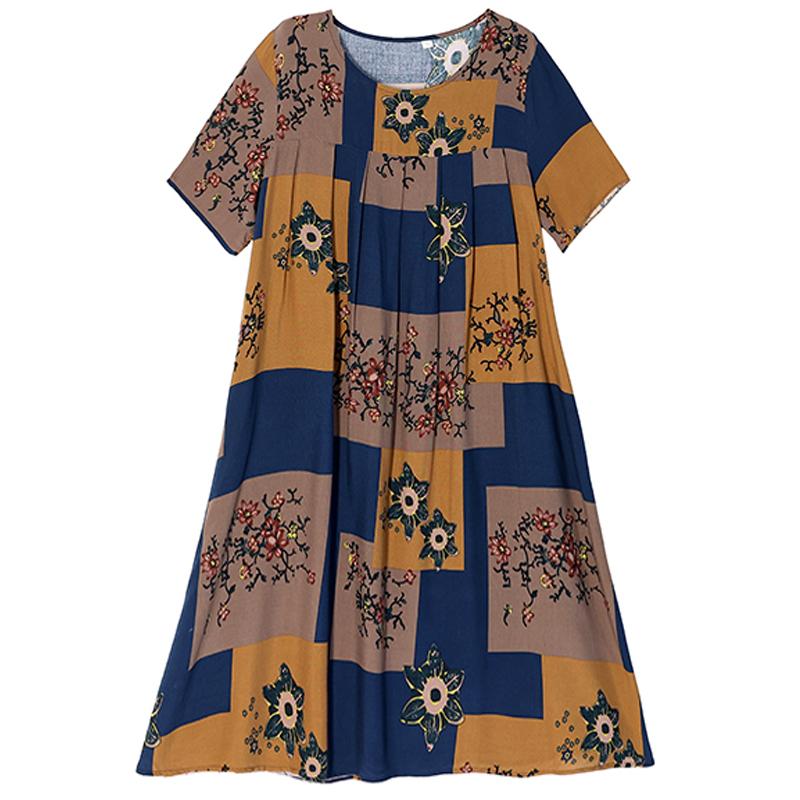 Letné oversize šaty Elegantné dámske dlhé šaty s krátkym rukávom Plus veľkosti