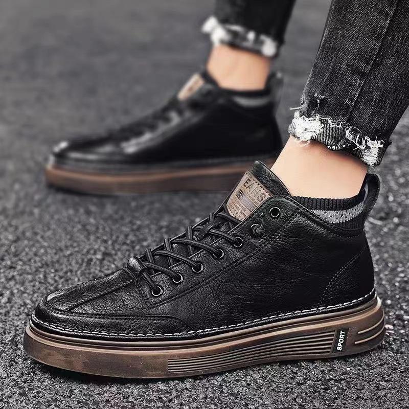 Martin boots men's shoes 2025 new spring and autumn platform versatile casual leather shoes men's board shoes British high-top sports shoes