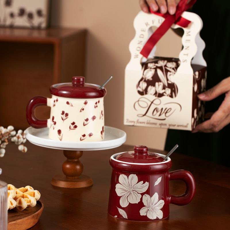 Retro couple cups, a pair of mugs with high-value cups, office men's and women's coffee cups, niche milk cups