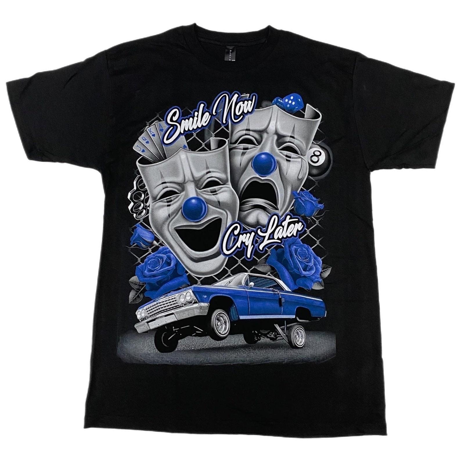 Smile Now Cry Later T Shirt Sad Happy Face Graphic Tee Streetwear S разноцветный