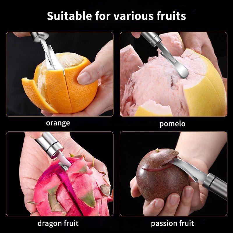 2Pcs Stainless Steel Orange Peeler Citrus Peeler Tool With Comfortable Handle Fruit Slicer Cutter Remover For Kitchen
