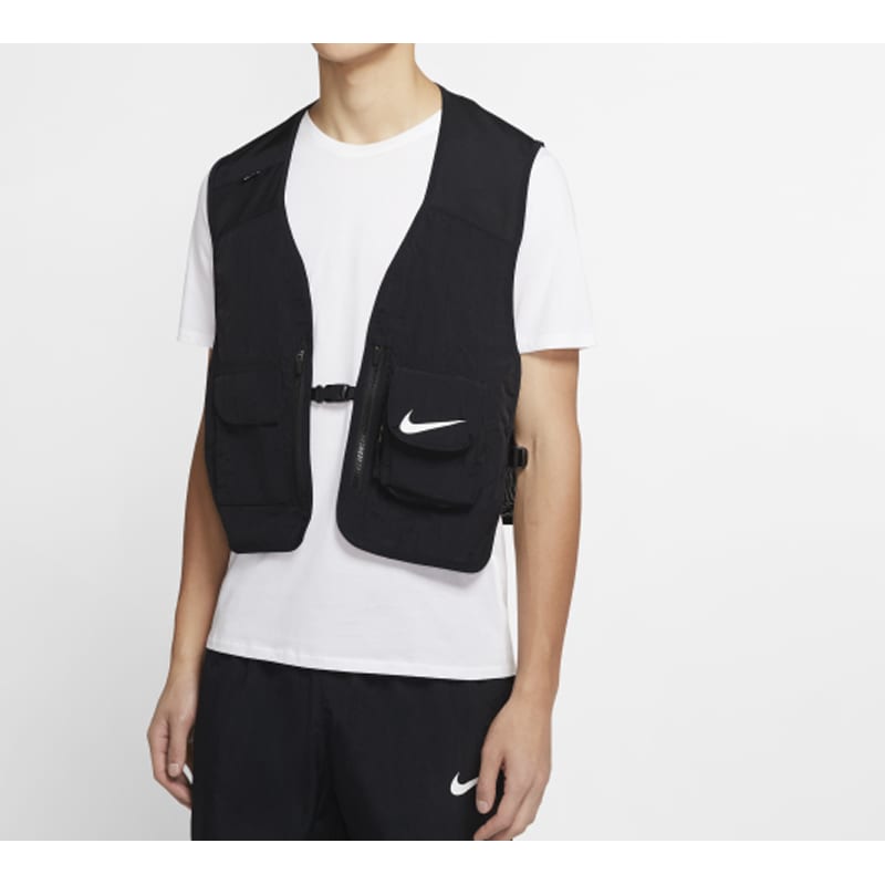 Nike Vests Men's Black Collarless Moderate Urban Techwear CK9975-010