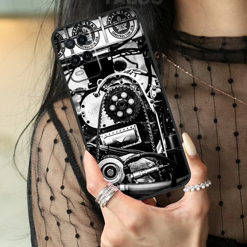 Motor Engine Motorcycle Case For Oppo A16 A76 A96 A17 A18 A60 A80 A40 A38 A58 A78 A98 A94 A74 A54 A15 A57 A77 A5 Pro