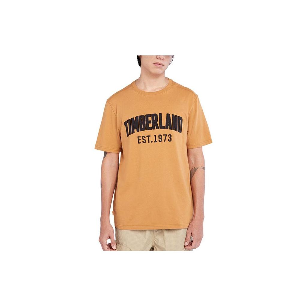 Timberland Letter Number Embroidered Loose Round Neck Short Sleeve T-Shirt Men Tops Wheat A6QVV-P47