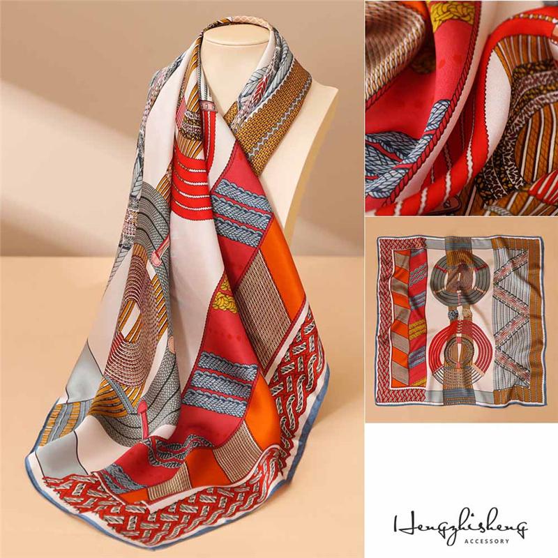 68*68cm 100% Mulberry Silk Scarf Luxury Printed Square Shawl Elegant Lightweight Soft Summer Fashion Accessory Women