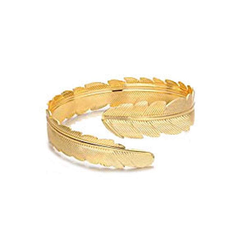 Damen Metallblatt Design Offener Armreif - Minimalistischer Europäischer & Amerikanischer Stil