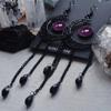 Purple Gem Moon Black Dangle Earrings