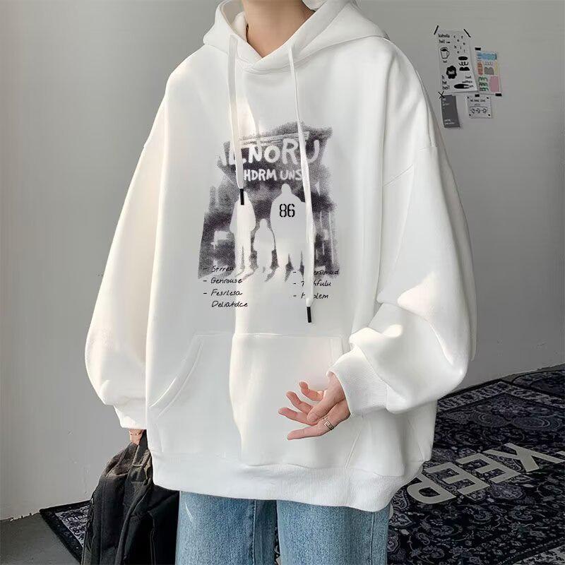 Men's Trendy Ins-Style Loose Hooded Sweatshirt, Letter Print, Versatile Jacket for Spring/Autumn 2024 Arrival.