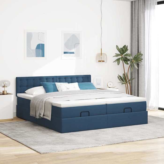 Maison Exclusive - Cadre de lit ottoman avec matelas bleu 180x200 cm tissu
