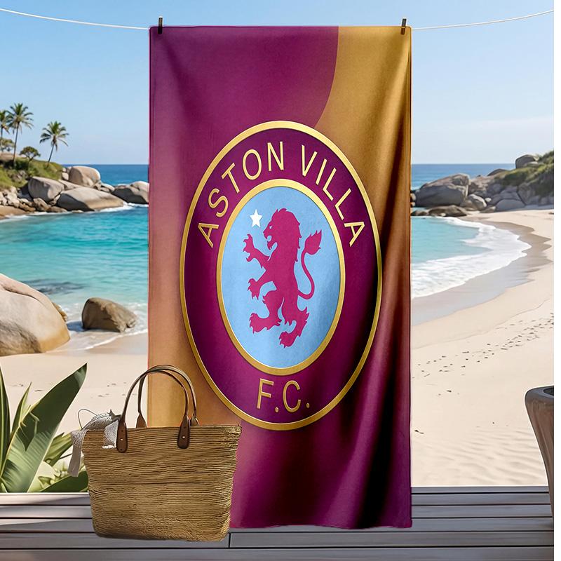 Asciugamano da Spiaggia con Stampa Calcio Aston Villa, Asciugamano Grande Morbido ad Asciugatura Rapida per Spiaggia Campeggio Nuoto