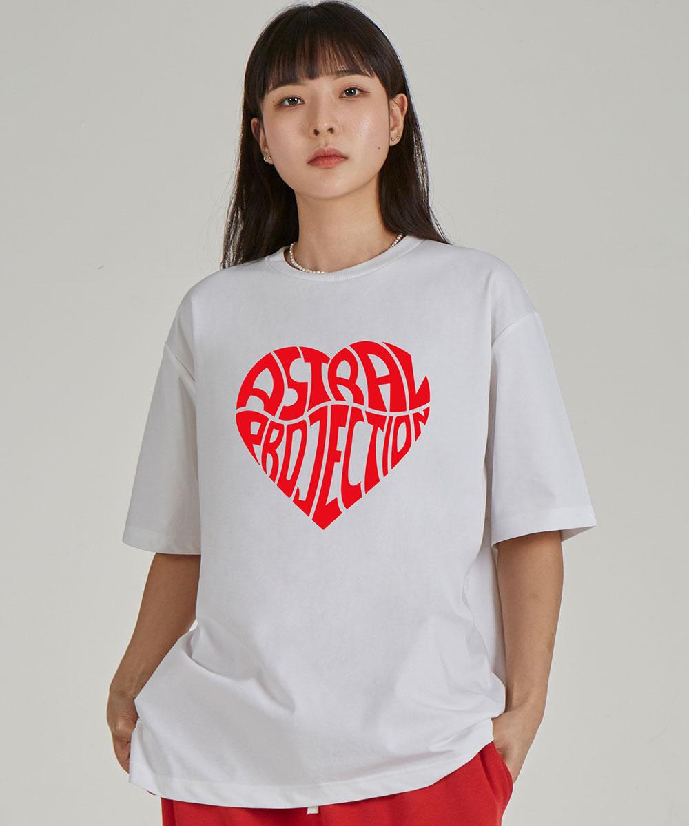 Astral Projection Big Heart Logo Round Neck 15-Count Cotton Short Sleeve T-Shirt_White L