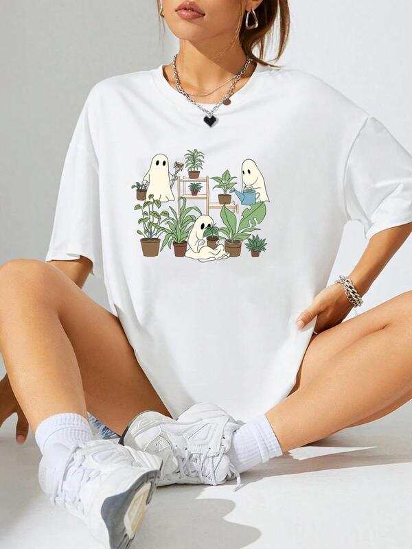 Unisex Cute Cartoon Graphic Print Round Neck T-Shirt S фото