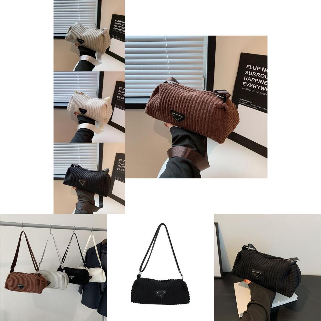 Trendy 2024 Women's Corduroy Crossbody Bag In Black White Gray Brown For Casual Style