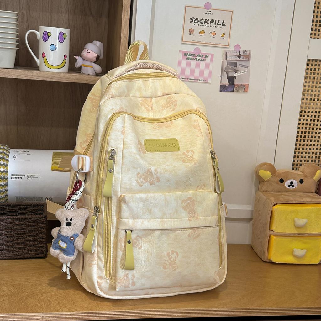 Schoolbag High-value campus student schoolbag Korean version floral student schoolbag Large capacity student schoolbag Wear-resistant practical b