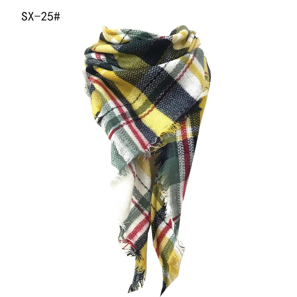 Sciarpa a scialle triangolare a quadri in finto cachemire stile europeo americano - Scaldacollo alla moda versatile per primavera, autunno, inverno