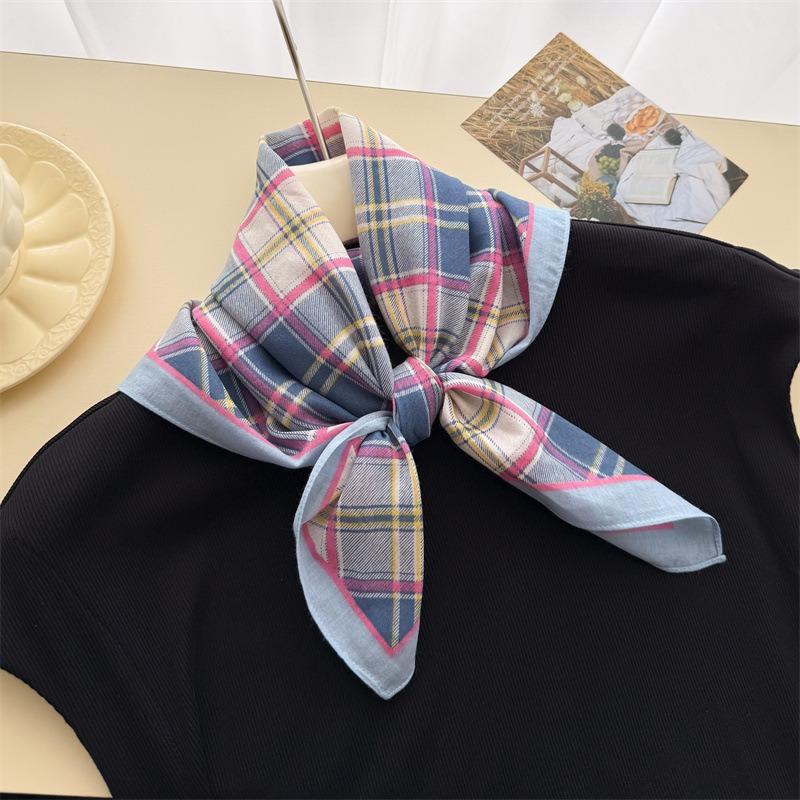 Vintage Style Cotton Small Square Scarf For Women Sun Protection Decoration