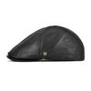VOBOOM Leather Flat Cap Men Fall Winter Cabbies Hat Brown Black Ivy Caps Soft Smooth Textured Golf Hats 154