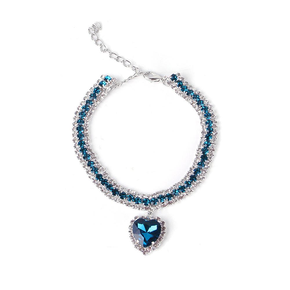 Pet Diamond Necklace Heart Diamond Pendant Collar, Neck Ring Cat Jewelry Teddy Small and Medium Dog Collar
