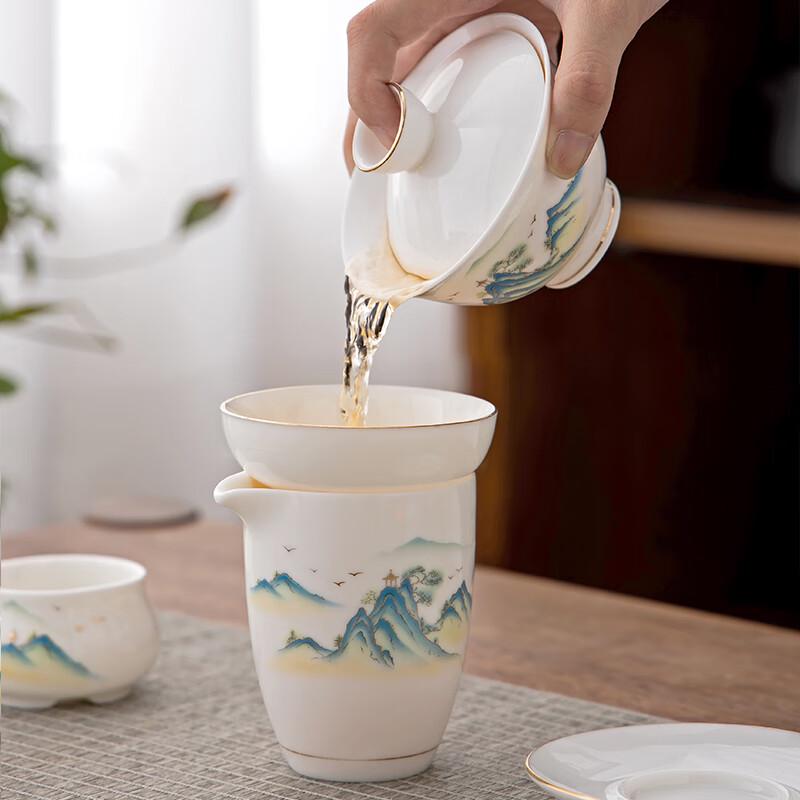 Premium Gold-Inlaid Ceramic Gongfu Tea Set Gift Box