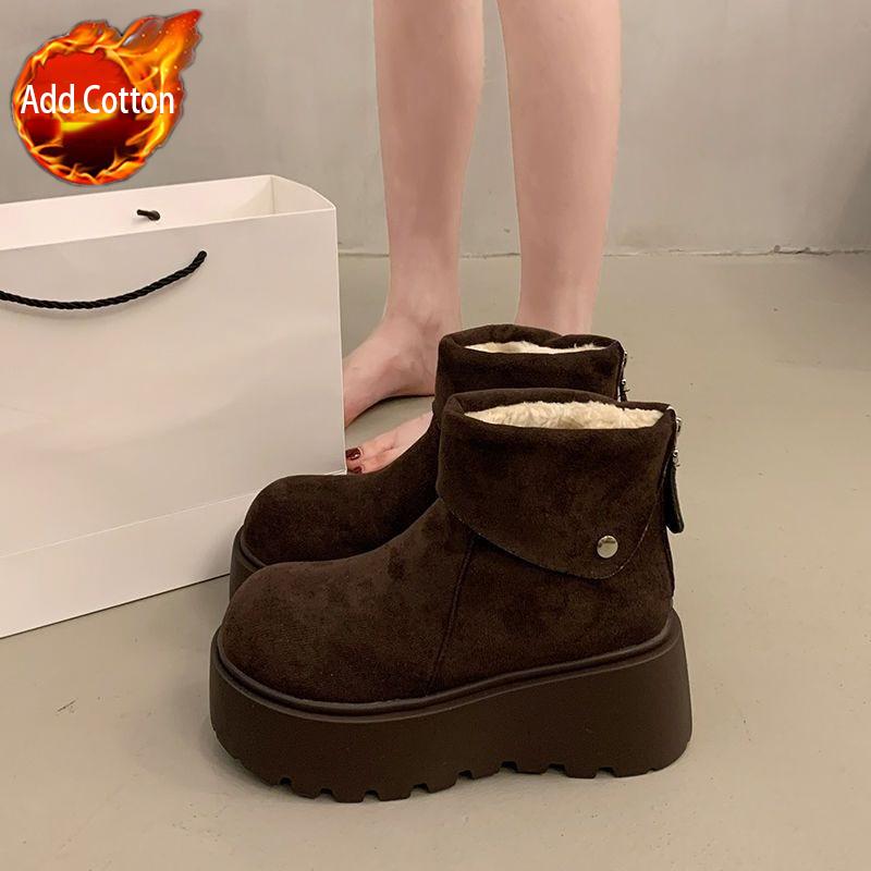 

Fashion Height Increase Chunky Snow Boots for Women Fleece-lined Round Toe Woman Shoes Winter Chic and Elegant Comfortable Booties Sale 35