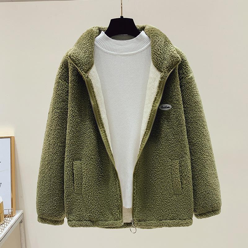 Unisex Fleece-Lined Lamb's Wool Jacket - Warm and Thick for Autumn/Winter