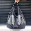 Mesh Rivet Tote Bag Large Capacity Commuter Trend Shoulder Handbag