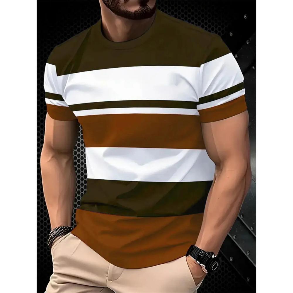Huiteng Het klassieke ontwerp van kleurrijke strepen en de modieuze stijl van heren T-shirts met korte mouwen in verschillende kleuren 4XL
