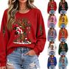 Damen lässiges Weihnachts-Print Rundhals-Oberteil, Feiertags-Grafik-T-Shirt für Partys und den Alltag
