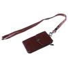 Vertical Leather Card Holder Wallet Multi-Pocket Neck Lanyard ID Badge Holder with Zip Pocket Card Slots for Work School Cruise Hotel