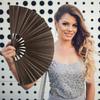 Large Bamboo Kung Fu Fan with Sparkling Cloth Surface for Martial Arts Performance