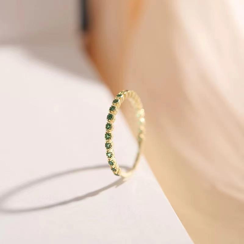New 925 Sterling Silver Green Zircon Ring Personality Charm Simple Style Woman Ring Party Gift for Friends Exquisite Jewelry