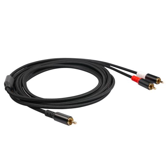 Audio Cable Professional RCA Male to Double-shielded Gold-plated 2 RCA Male Stereo Audio