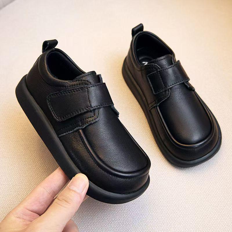 

Children s Black Genuine Leather Non-slip Performance Shoes with Soft Soles and Wide Toes for Boys and Girls Size 33, Inner Length 20.7 cm