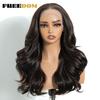 FREEDOM Synthetic Lace Front Wigs For Black Women 13x4 Free Part Body Wave Lace Wig 20" Ombre Brown Highlight Daily Party Wigs