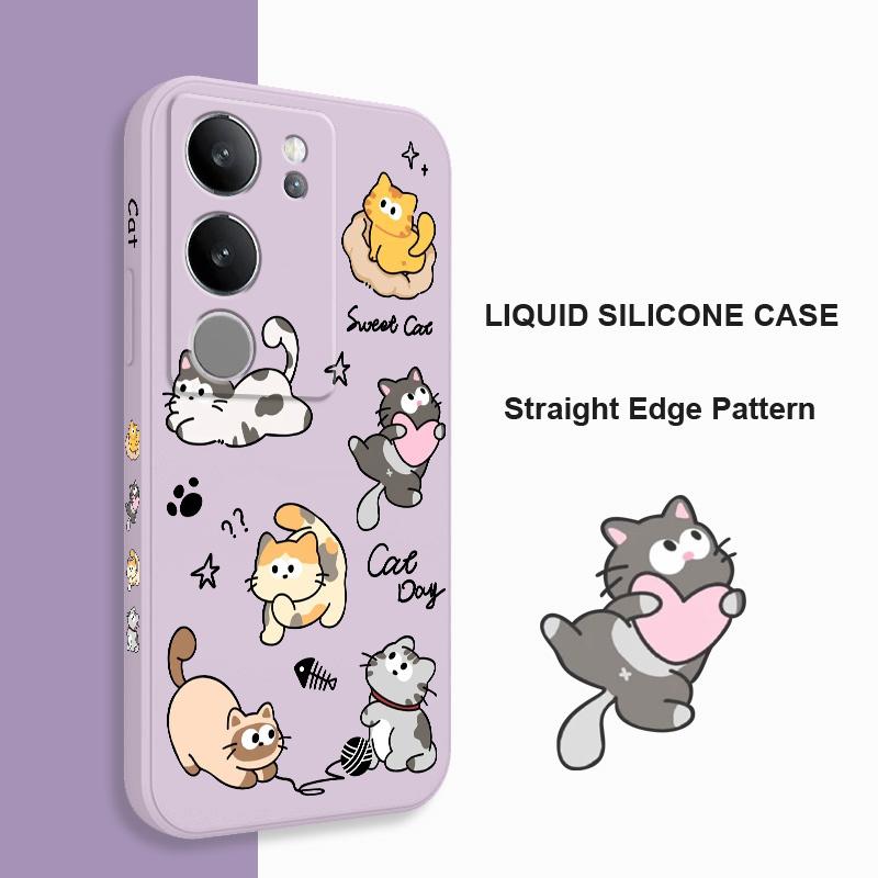 Cat String Ball Case For VIVO V29 V29E V27 V27E V25 V25E V23 V23E V21 V20 Pro 4G 5G Silicone Cover