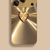 Golden Heart Sparkling Light Pattern Metallic Glass Phone Case For iPhone 11 12 13 14 15 16 17 Pro Max 14 Plus 17 Air 16E Cover