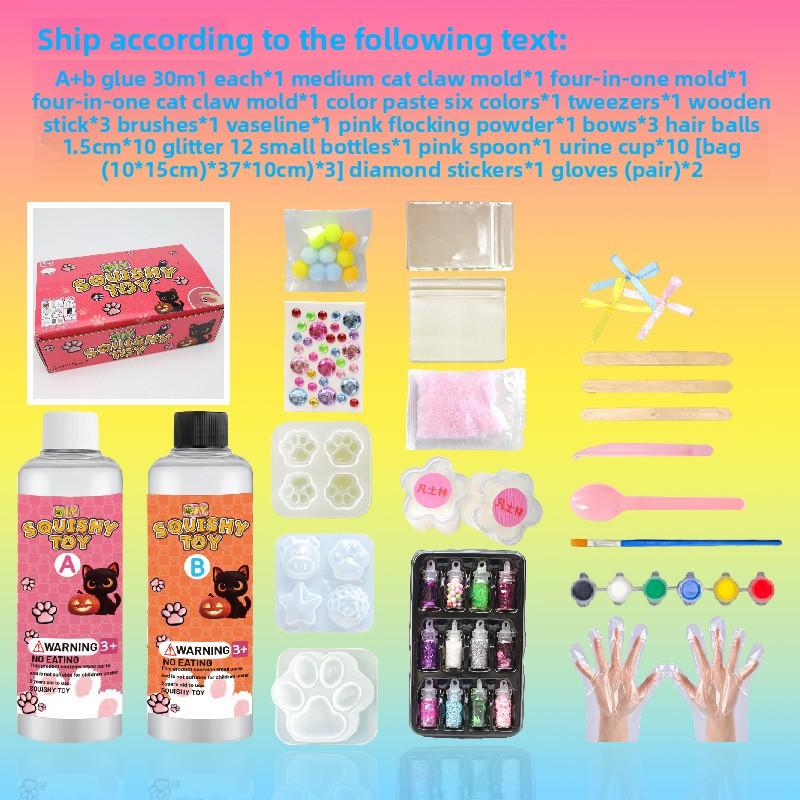 DIY Taba Squishy Kit Set Liquid Gel, Liquid Silicone Squishy Making Kit Perfect Kawaii Taba Squishy Cat Claw Cartoon Characters