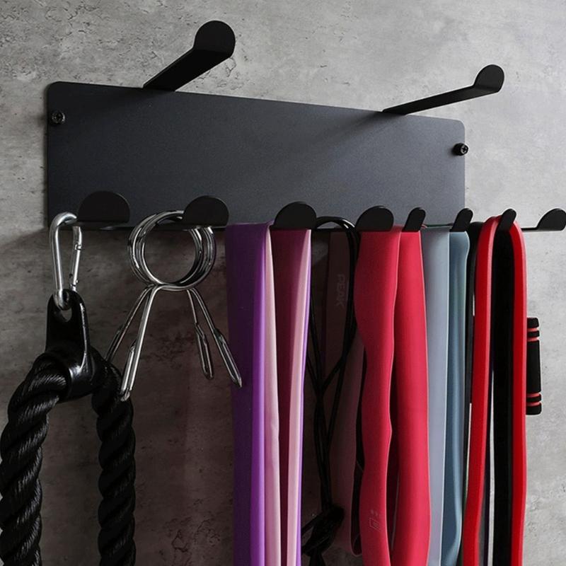 Effective Double Level Fitness Accessories Shelf With 8 Hook 2 Support for Exercise Gear Organization