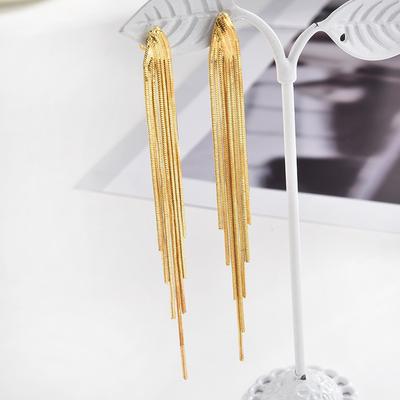 SUMENG 2024 New Gold Color Silver Long Hanging Earrings Metal Tassel Ethnic Drop for Women Fashion Jewelry Gifts