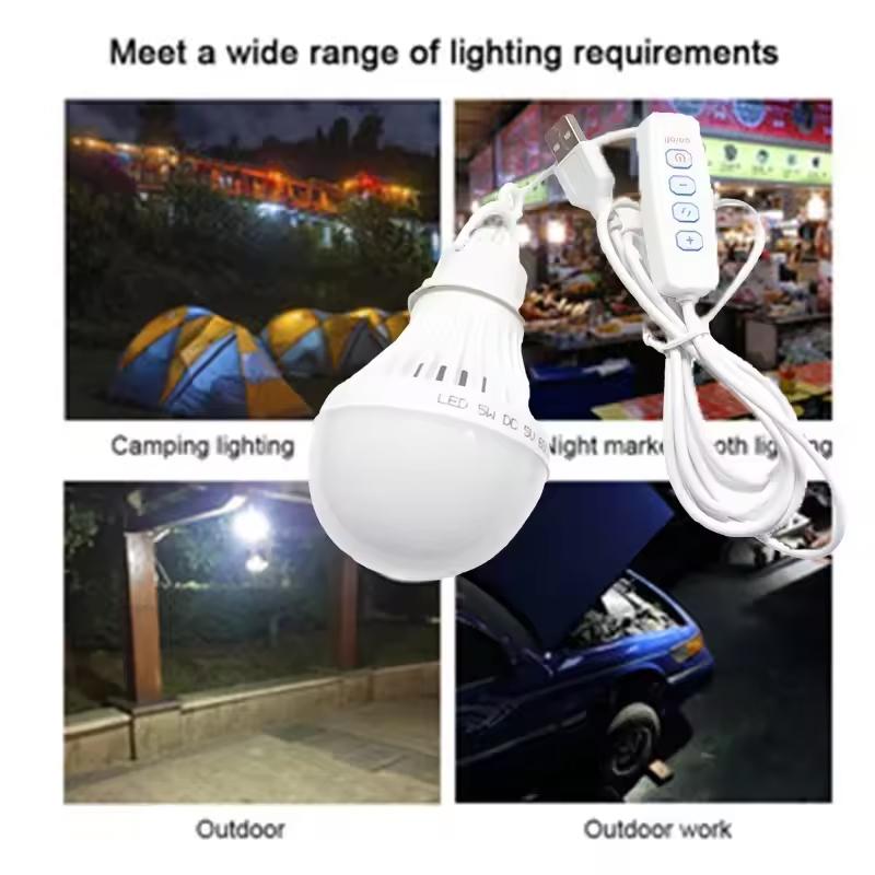 5V Led Camp Light Usb Emergency Bulb 3 Color Dimmable Hanging Tent Lamp for Work BBQ Fishing Repair Out Door Camping Equipment