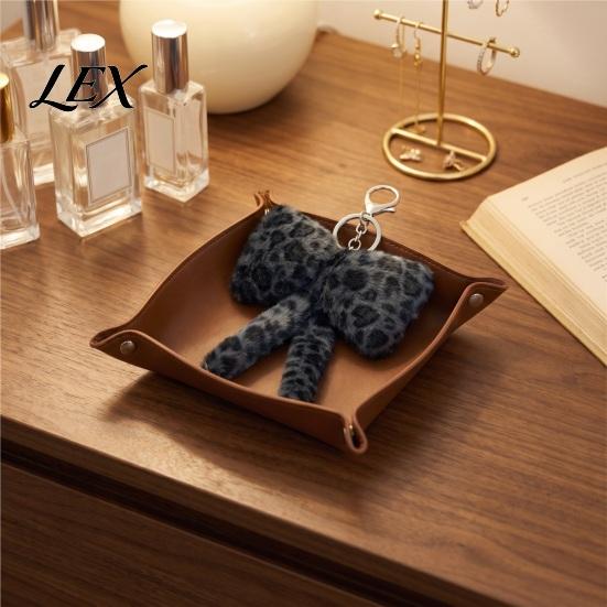 Cute Bag Accessories Leopard Print Plush Bow Keychain, Fluffy Bowknot Charm Key Holder with Lobster Clasp, Women Girls Handbag Decorative Accessory