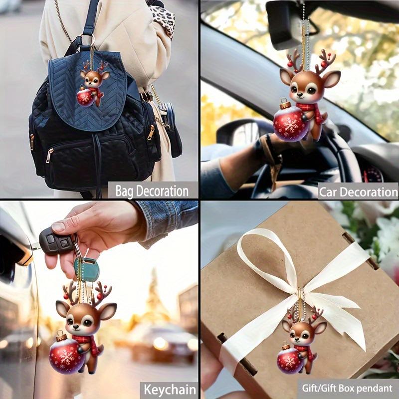 Christmas candy deer acrylic pendant, holiday deer decoration, car key pendant, backpack pendant.
